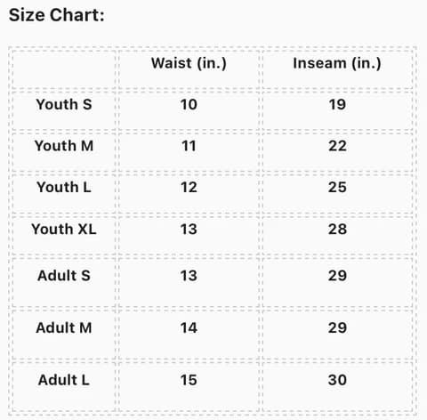 Size chart